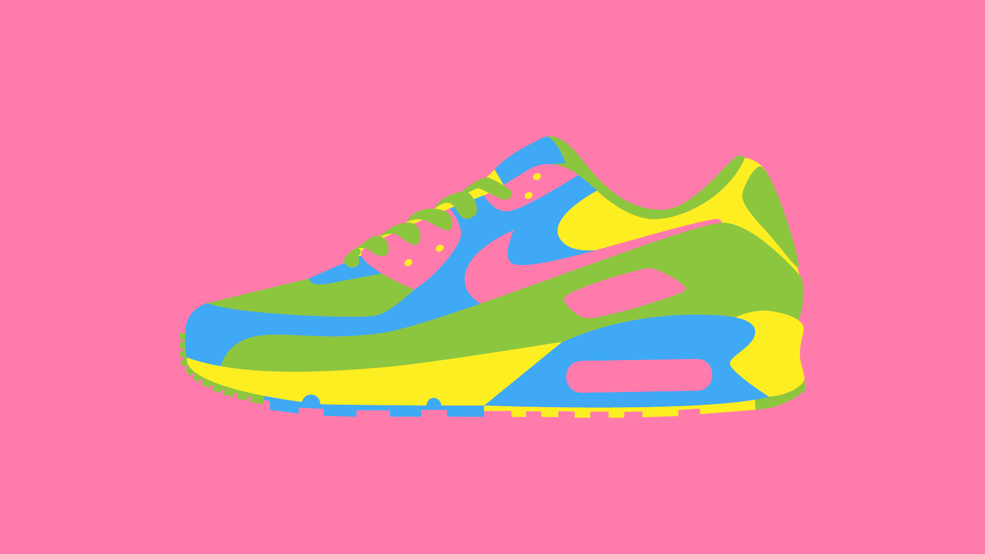 Ilustración individual de 'Air Max 90 Warhol Style' fondo rosa