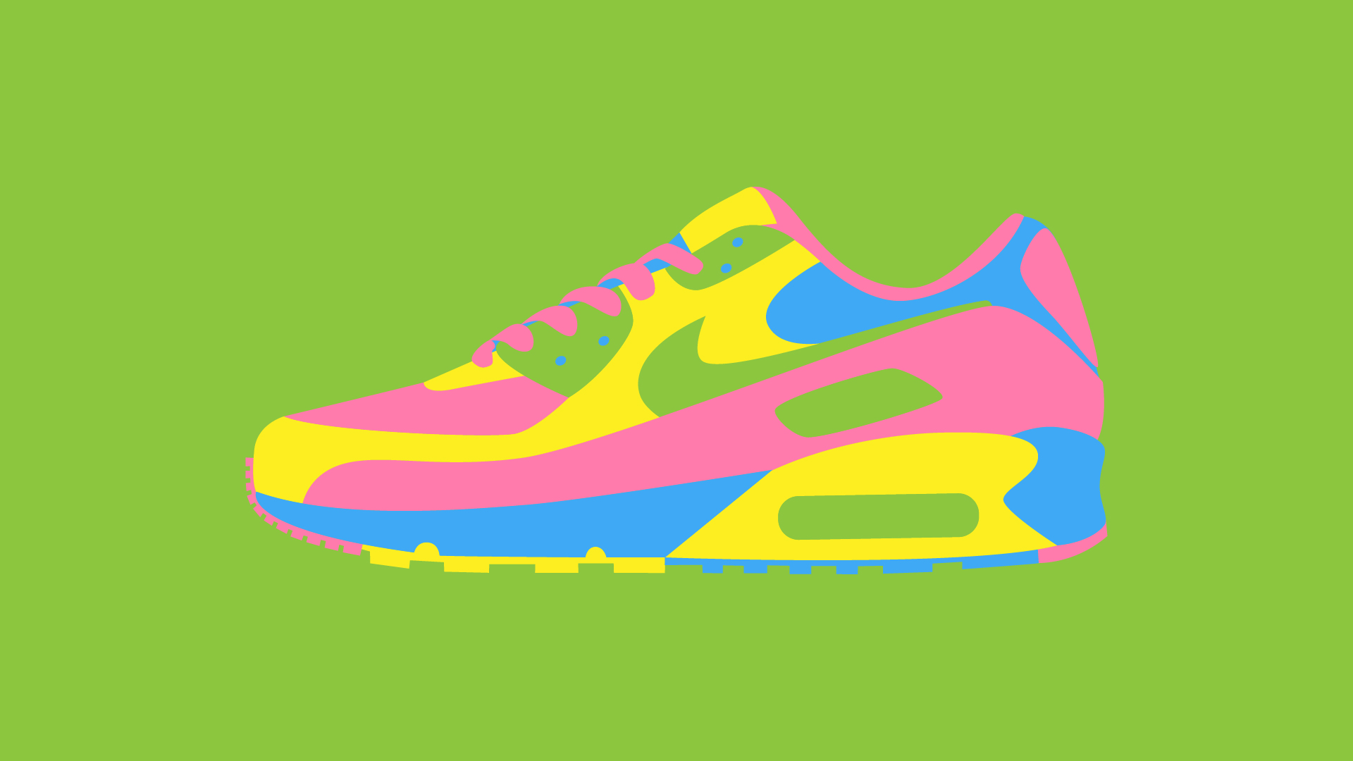 Ilustración individual de 'Air Max 90 Warhol Style' fondo verde