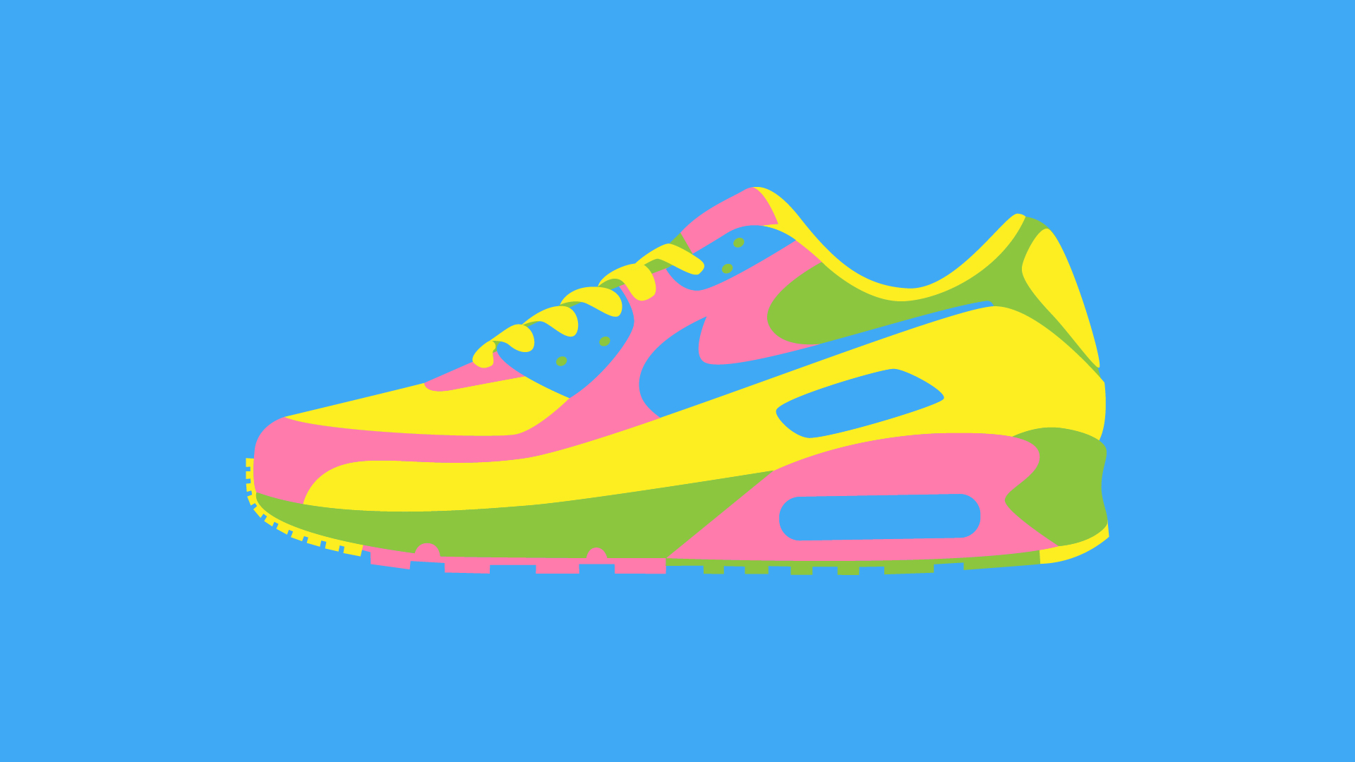 Ilustración individual de 'Air Max 90 Warhol Style' fondo azul