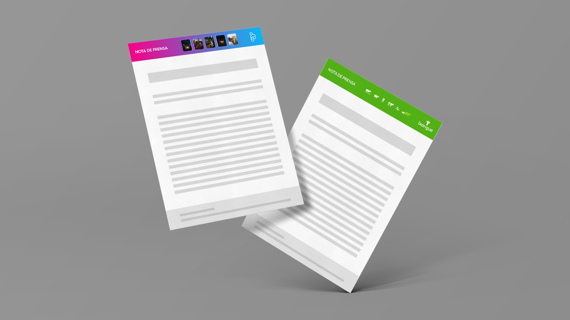 Mockup de dos notas de prensa