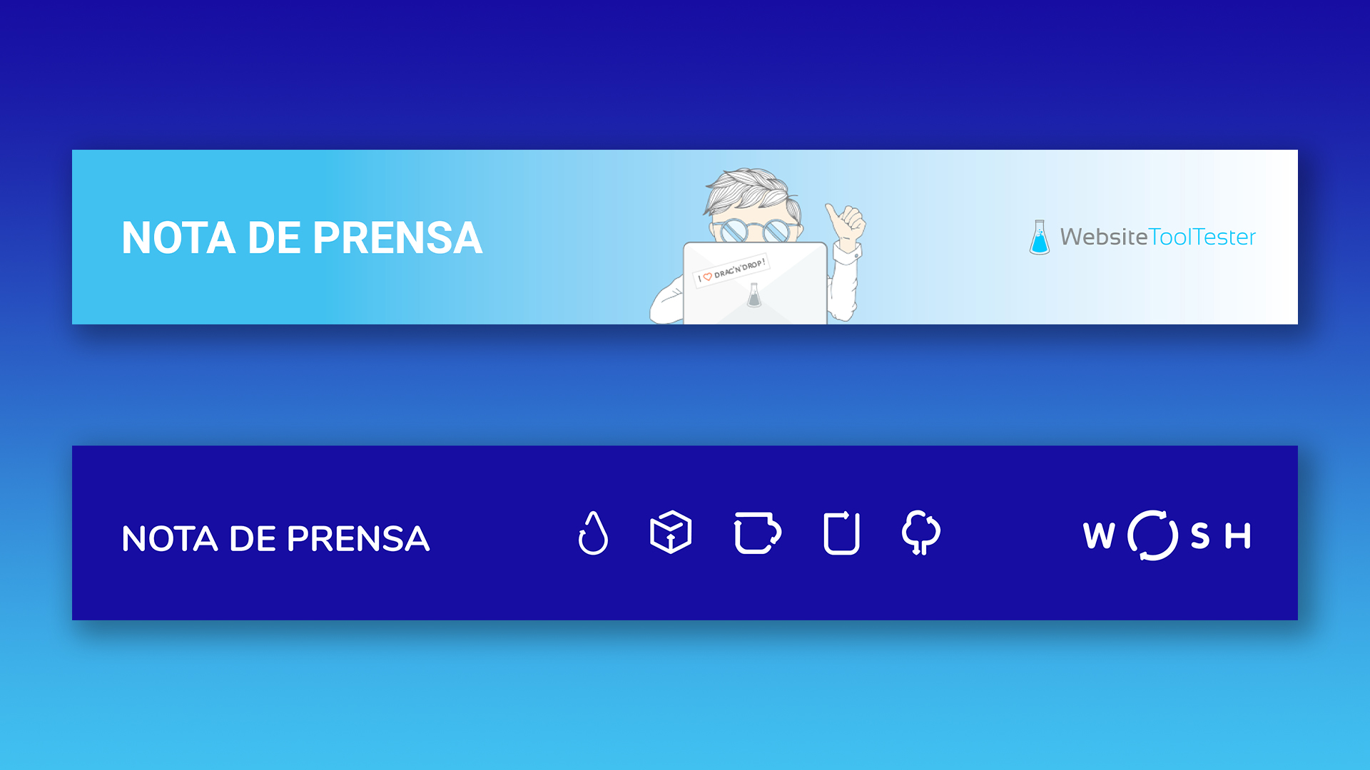 Cabeceras notas de prensa WebsiteToolTester y Wosh
