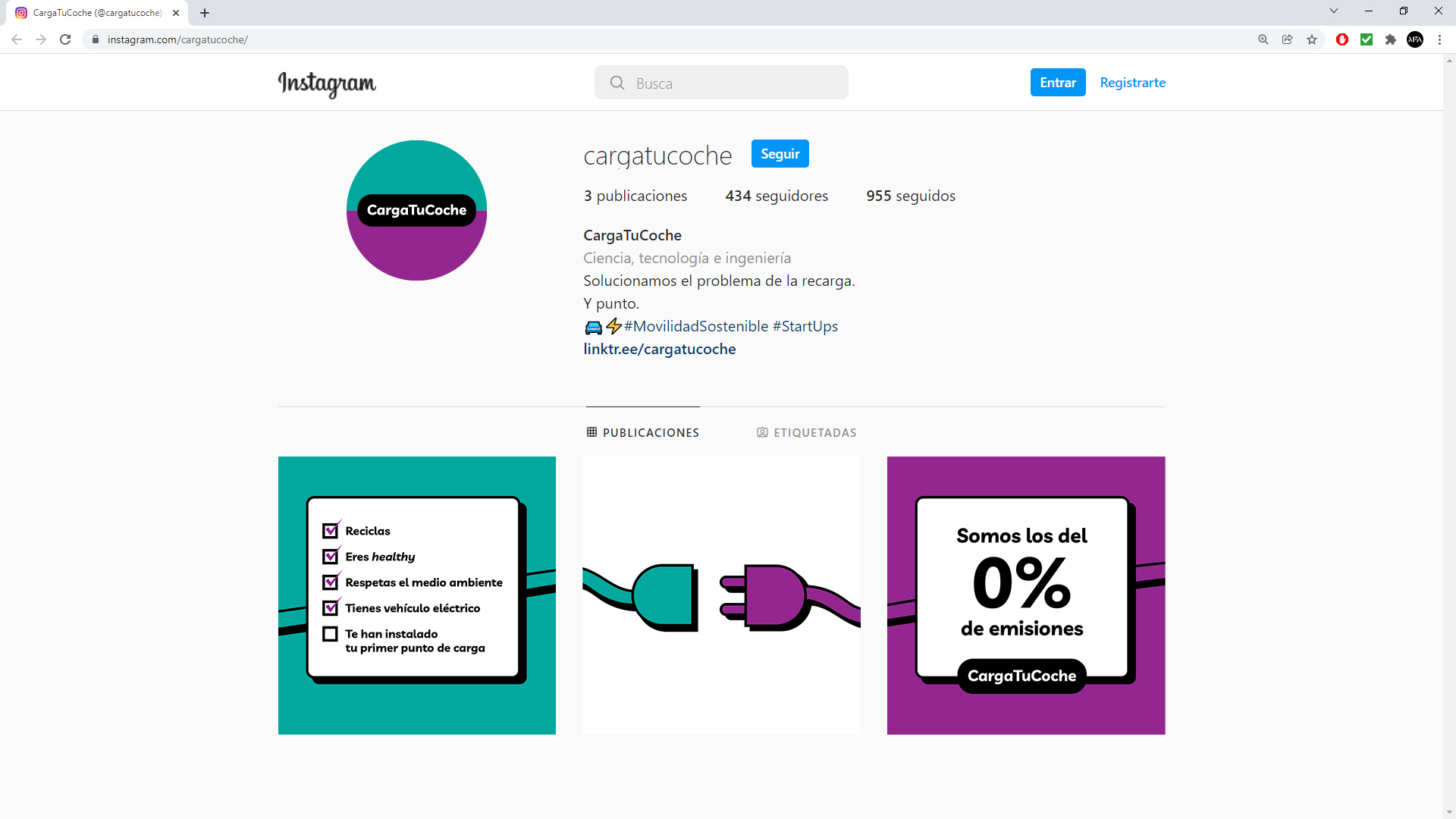 Mock-up de la identidad corporativa CargaTuCoche en Instagram