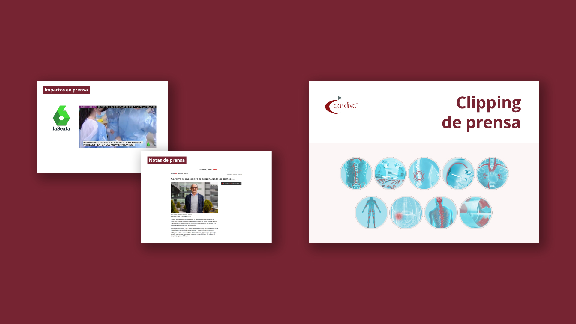 Interiores y contraportada del clipping de prensa de Cardiva
