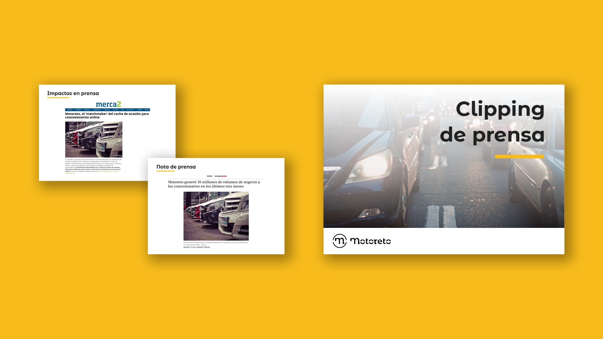 Interiores y contraportada del clipping de prensa de Motoreto