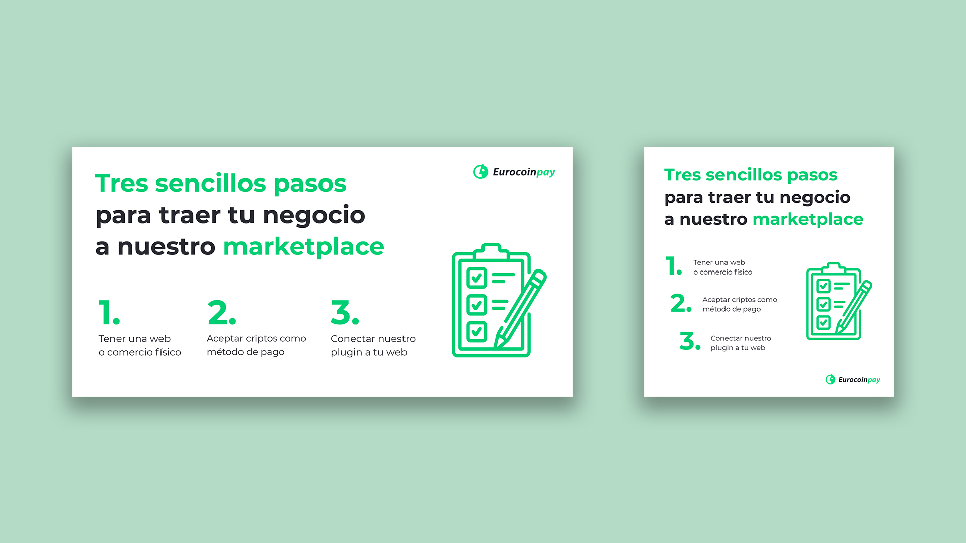 Creatividad para RRSS con información sobre cómo traer un negocio al marketplace Eurocoinpay