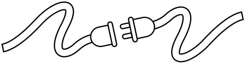 Animación de un enchufe desconectado siendo recorrido por unas olas de colores