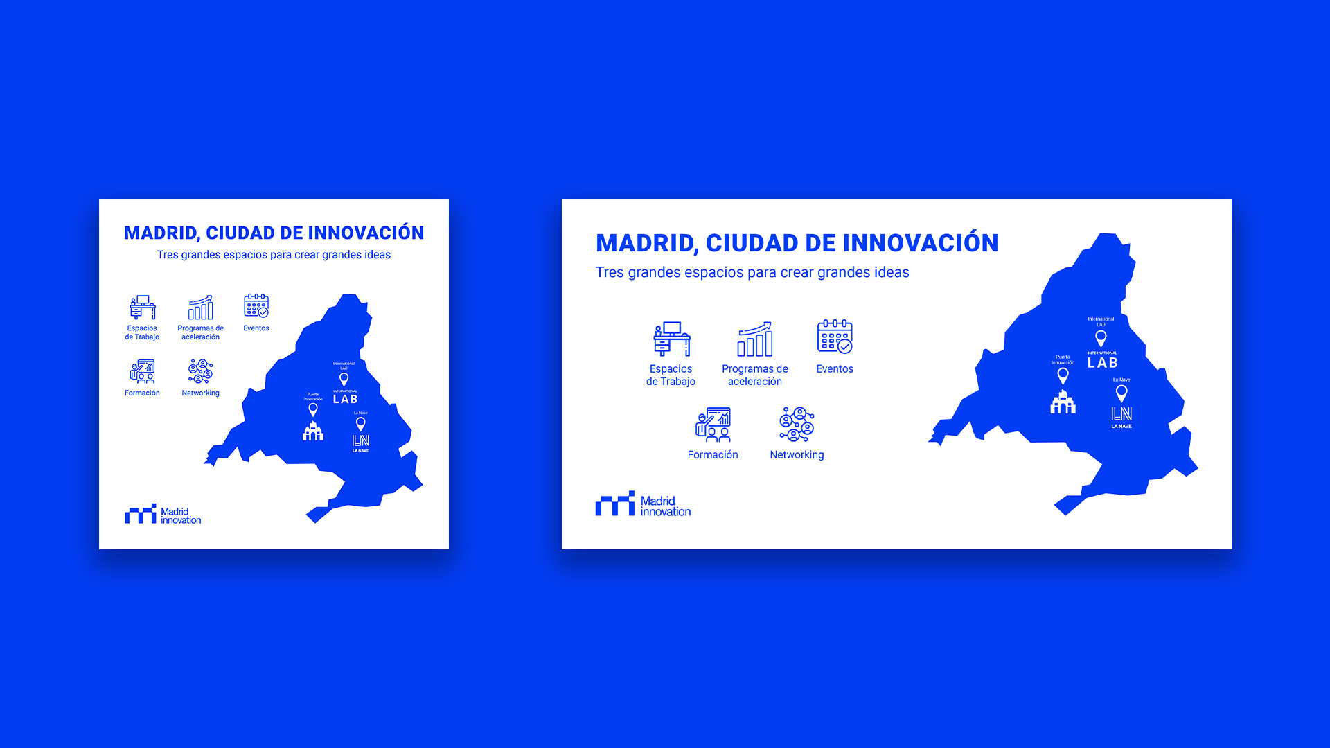 Creatividad para Instagram, Twitter y LinkedIn titulada: 'Madrid, ciudad de innovación: Tres grandes espacios para crear grandes ideas'