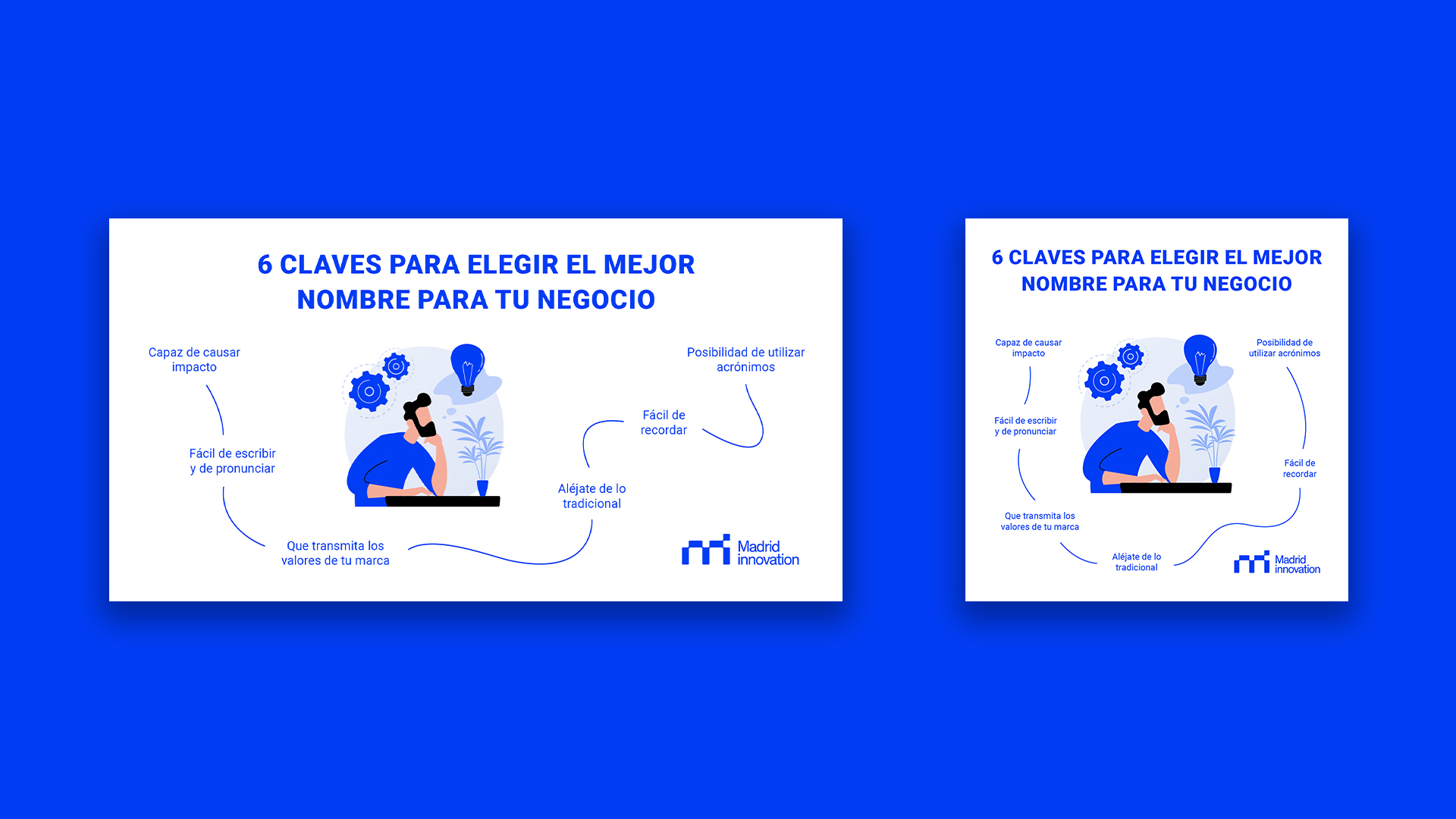 Creatividad para Twitter, LinkedIn e Instagram titulada: '6 claves para elegir el mejor nombre para tu negocio'